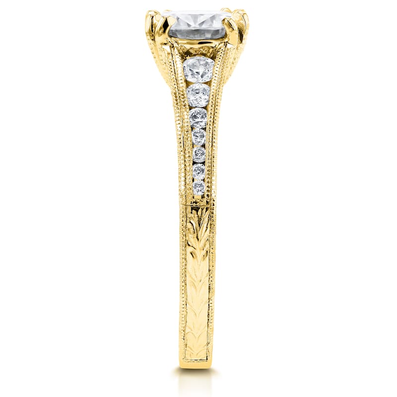 Annello by Kobelli 14k Yellow Gold 1 1/4ct TGW Moissanite with Diamond Milgrain Channel Band Engagement Ring