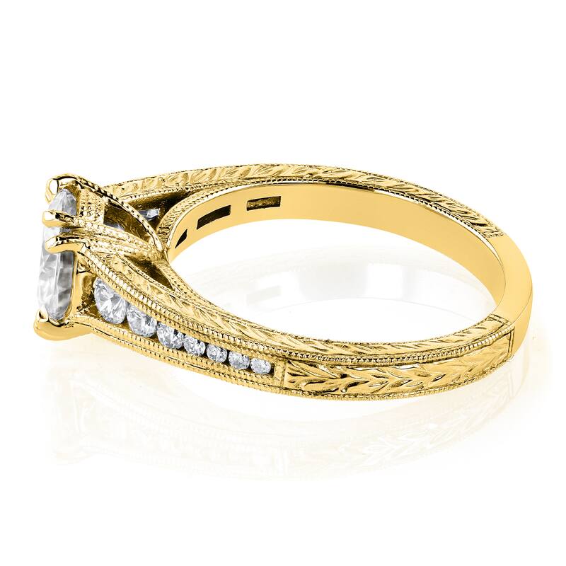 Annello by Kobelli 14k Yellow Gold 1 1/2ct TGW Forever One Moissanite and Diamond Bridal Set