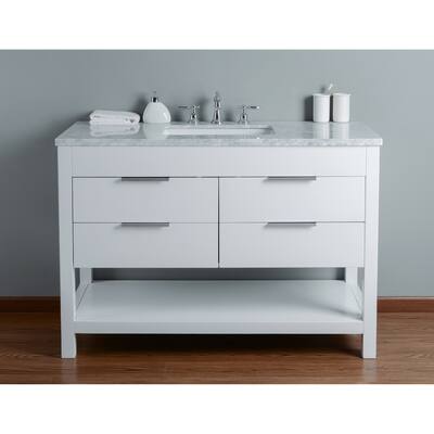 Stufurhome Rochester 48 Inch White Single Sink Bathroom Vanity