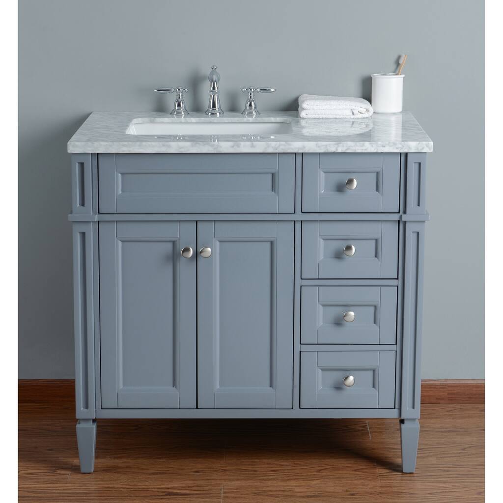 Stufurhome Anastasia 36 Inch Grey Single Sink Bathroom Vanity