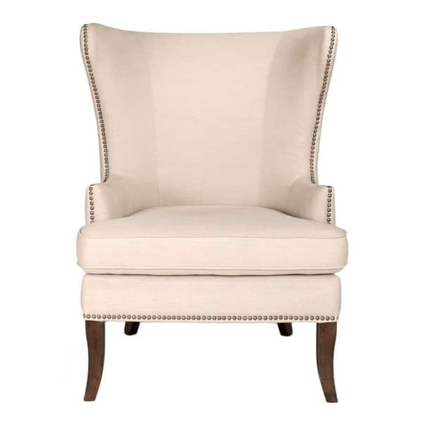 Shop Spinnaker Natural Linen Wing Chair With Nailhead Trim Free