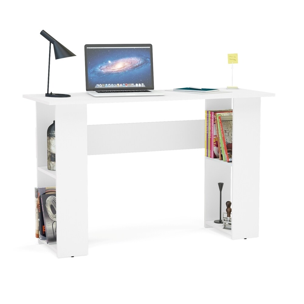 Boahaus Multipurpose  Computer Desk, White, 2 Bookcases (Multipurpose  Computer Desk, White)