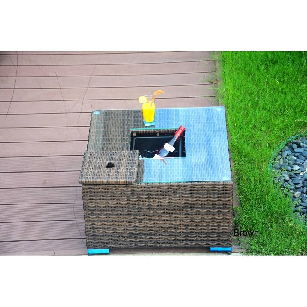 La Jolla Outdoor Wicker Coffee Table with Ice Bucket by Direct Wicker