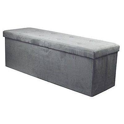Sorbus Storage Bench Chest Large Grey Contemporary Faux Suede
