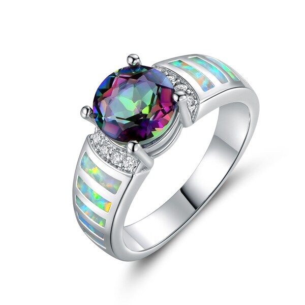 Gold Plated Mystic Topaz & Fire Opal Ring