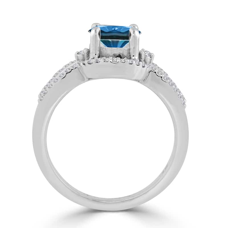 Auriya 1 1/5ctw Modern Blue Diamond Engagement Ring 14k Gold (H-I I1-I2)