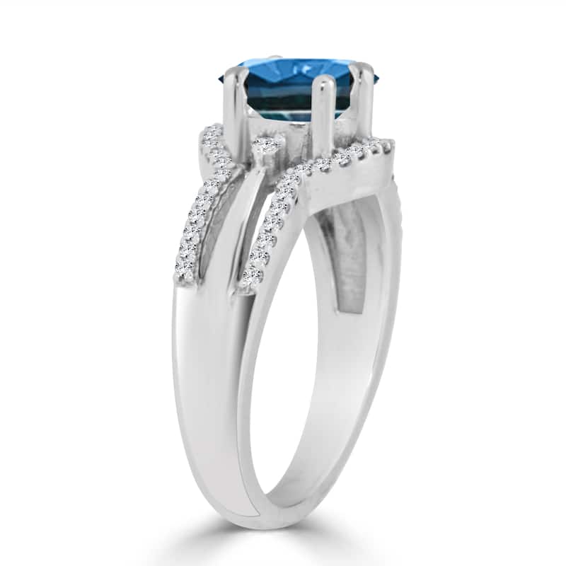 Auriya 1 1/5ctw Modern Blue Diamond Engagement Ring 14k Gold (H-I I1-I2)