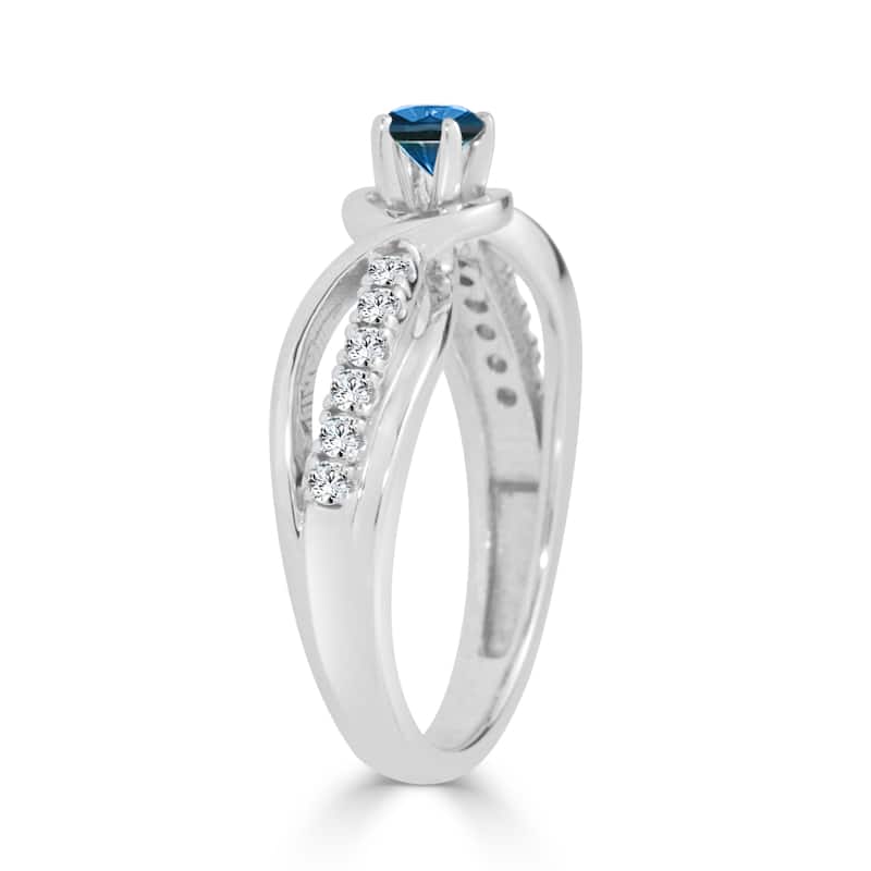 Auriya Round 2/5ctw Blue Diamond Engagement Ring 14k Gold