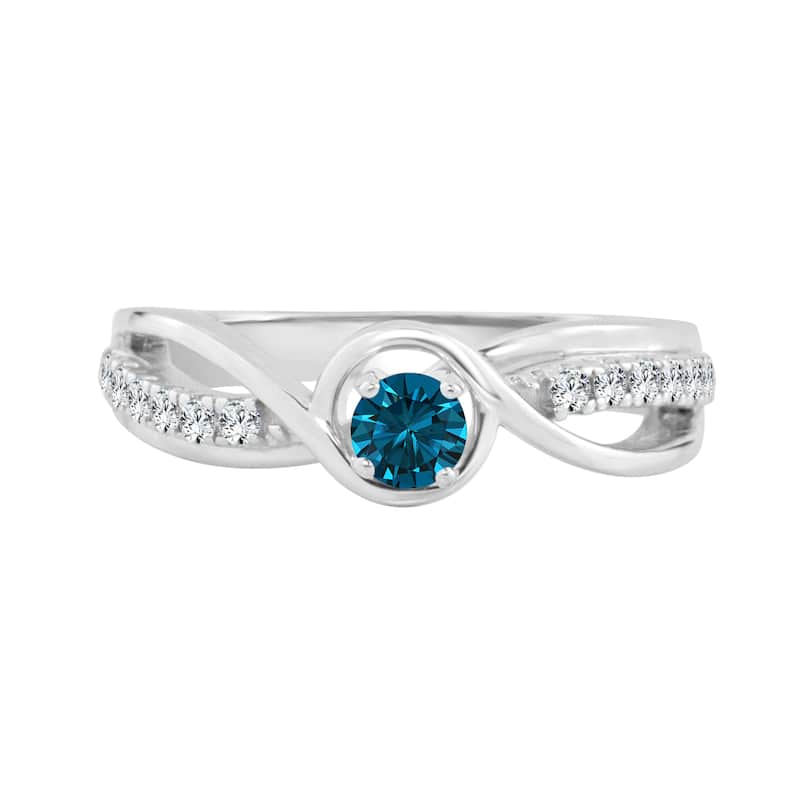 Auriya Round 2/5ctw Blue Diamond Engagement Ring 14k Gold