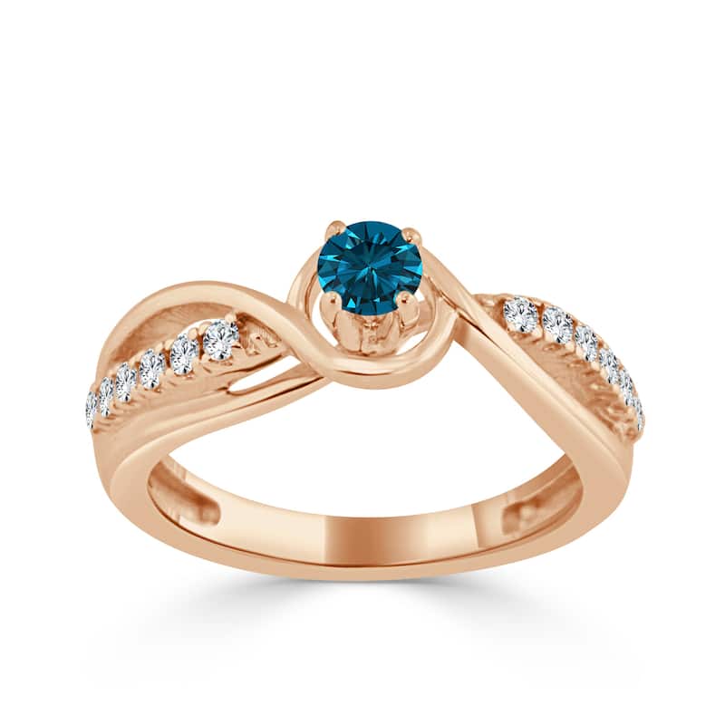 Auriya Round 2/5ctw Blue Diamond Engagement Ring 14k Gold