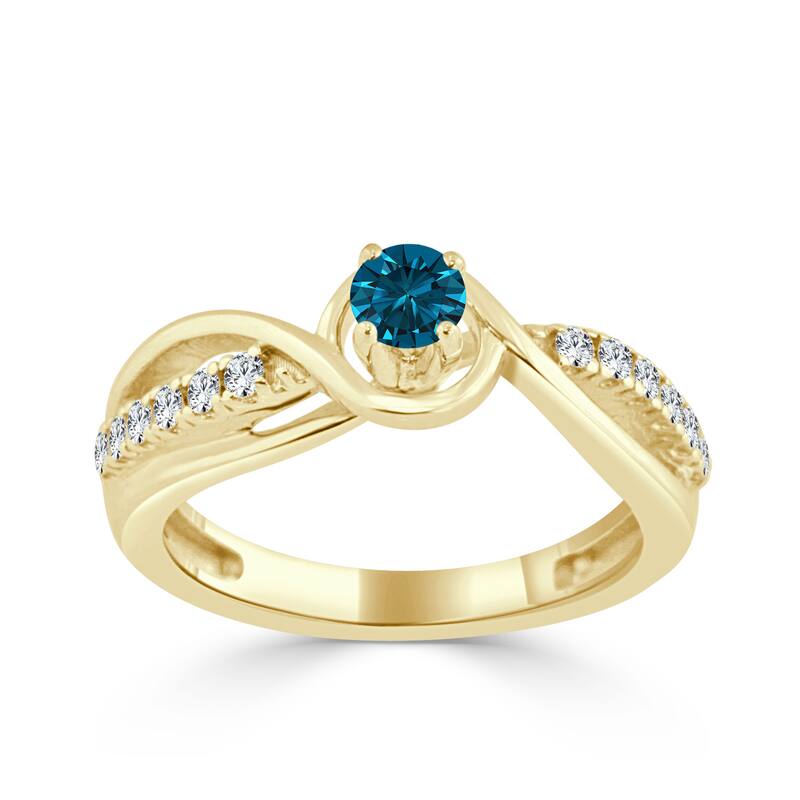 Auriya Round 2/5ctw Blue Diamond Engagement Ring 14k Gold