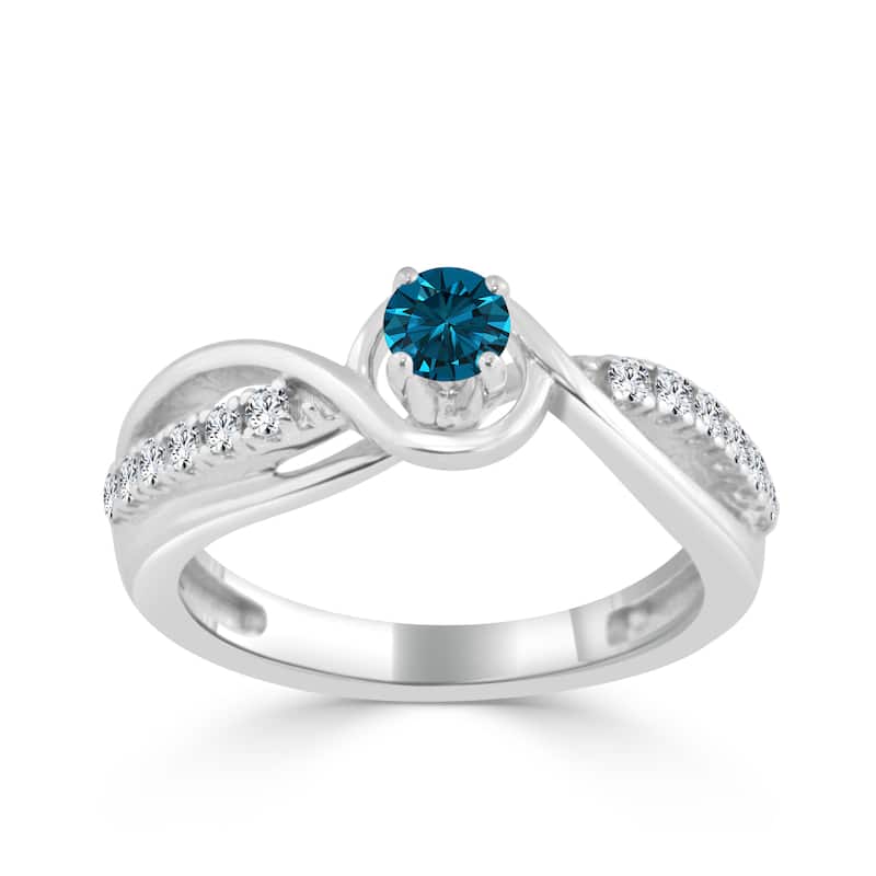 Auriya Round 2/5ctw Blue Diamond Engagement Ring 14k Gold
