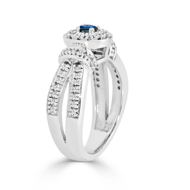 Auriya Contemporary 1/2ctw Halo Blue Diamond Engagement Ring 14K Gold