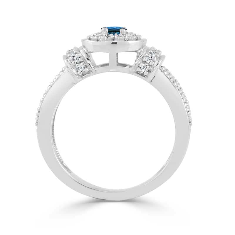 Auriya Contemporary 1/2ctw Halo Blue Diamond Engagement Ring 14K Gold