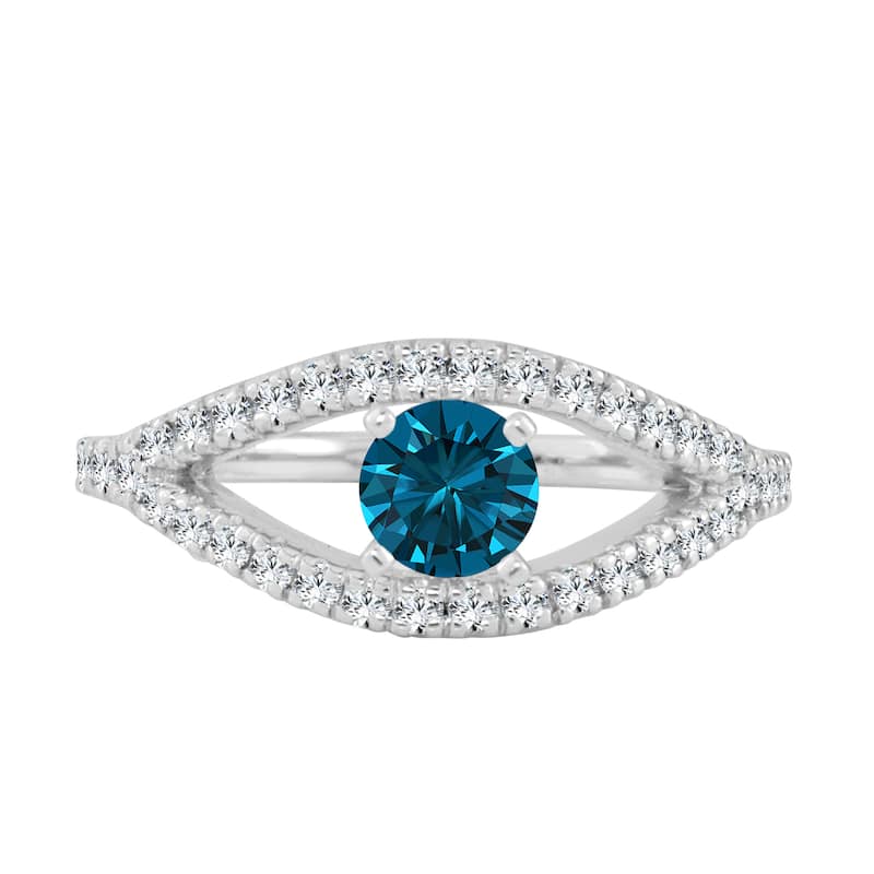 Auriya Modern Split Band 3/4ctw Blue Diamond Engagement Ring 14k Gold (H-I, I1-I2)
