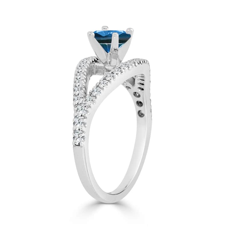 Auriya Modern Split Band 3/4ctw Blue Diamond Engagement Ring 14k Gold (H-I, I1-I2)