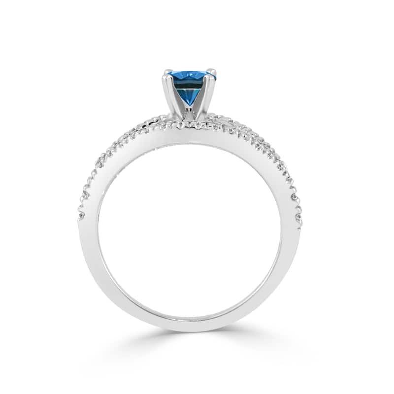 Auriya Modern Split Band 3/4ctw Blue Diamond Engagement Ring 14k Gold (H-I, I1-I2)
