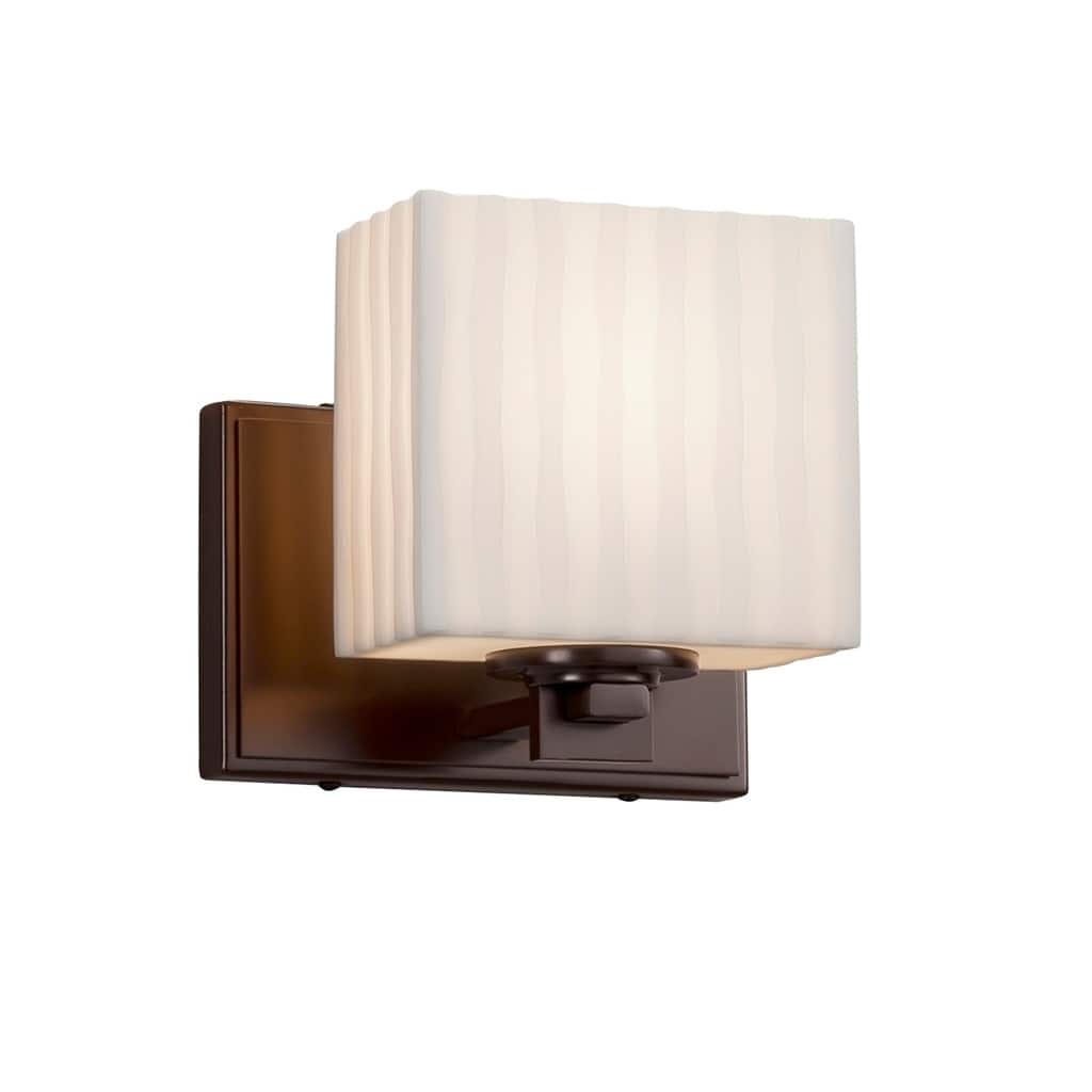 Justice Design Porcelina Era 1-light Dark Bronze ADA Wall Sconce, Waterfall Rectangle Shade
