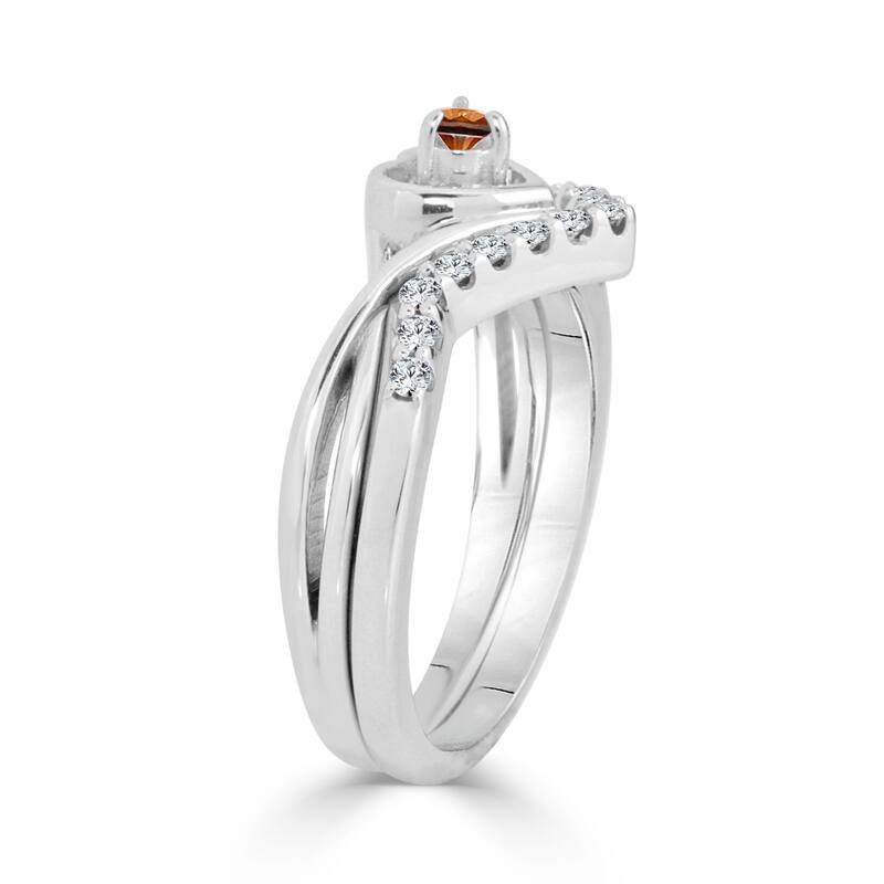 Auriya 1/4ctw Heart Shape Brown Diamond Engagement Ring Set 14k Gold