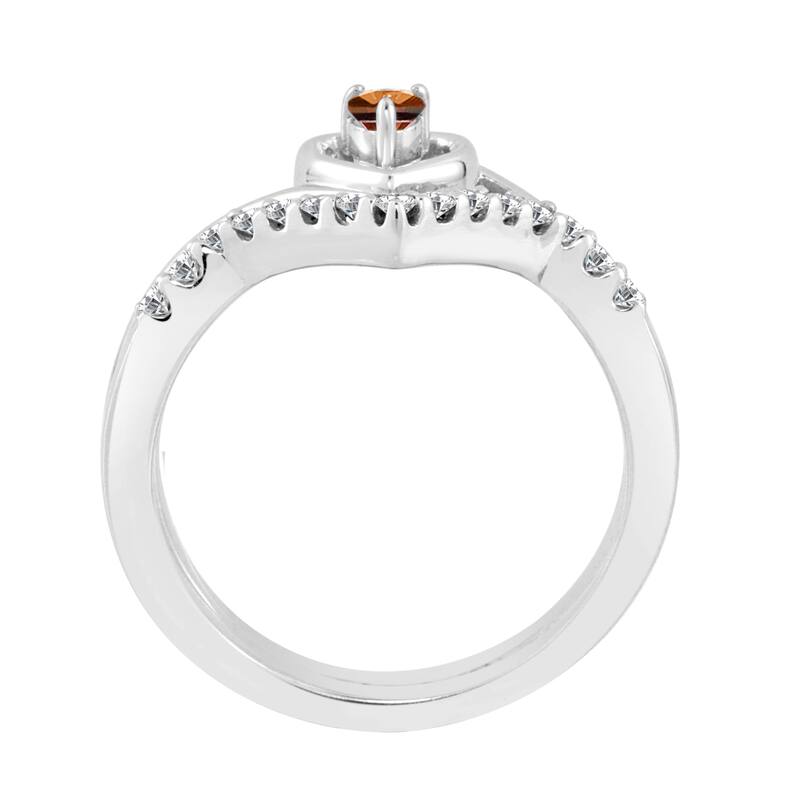 Auriya 1/4ctw Heart Shape Brown Diamond Engagement Ring Set 14k Gold