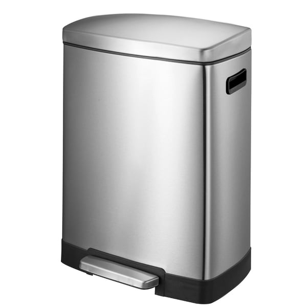 Shop JoyWare 50 Liter Rectangular Stainless Steel Trash Can - Overstock