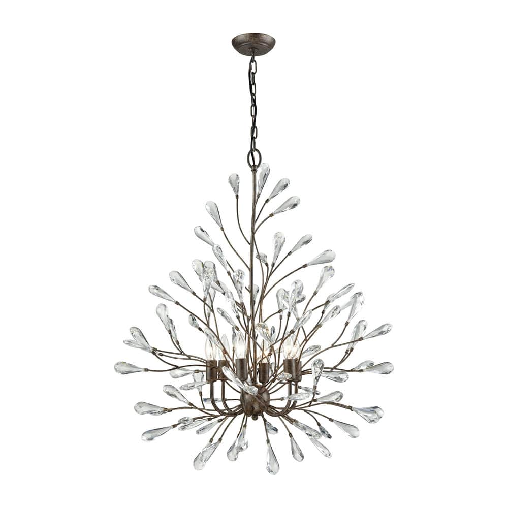 Elk Home Crislett Sunglow Bronze With Crystal 6 Light Chandelier