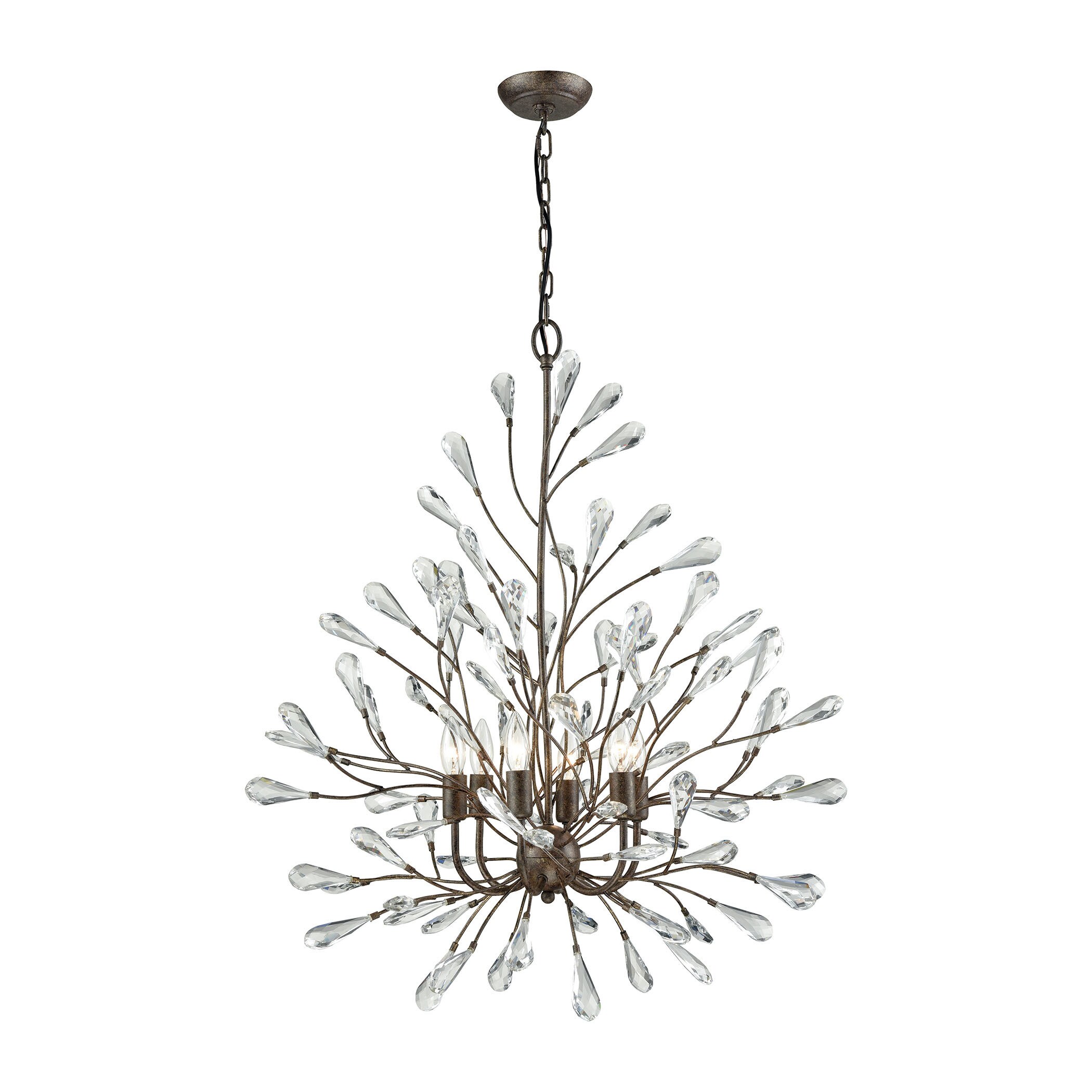 Crislett Sunglow Bronze/Clear Metal/Crystal 6-light Chandelier (Chandelier) - Chandeliers For Bedrooms by Overstock.com