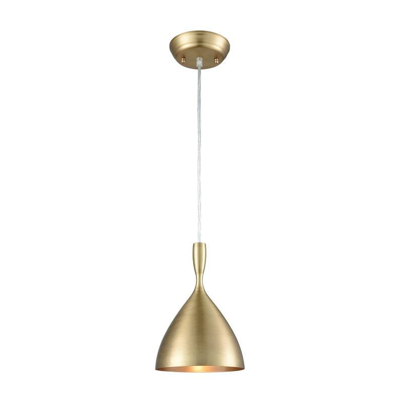 Elk Home Spun Aluminum French Brass With Metal Shade 1 Light Pendant