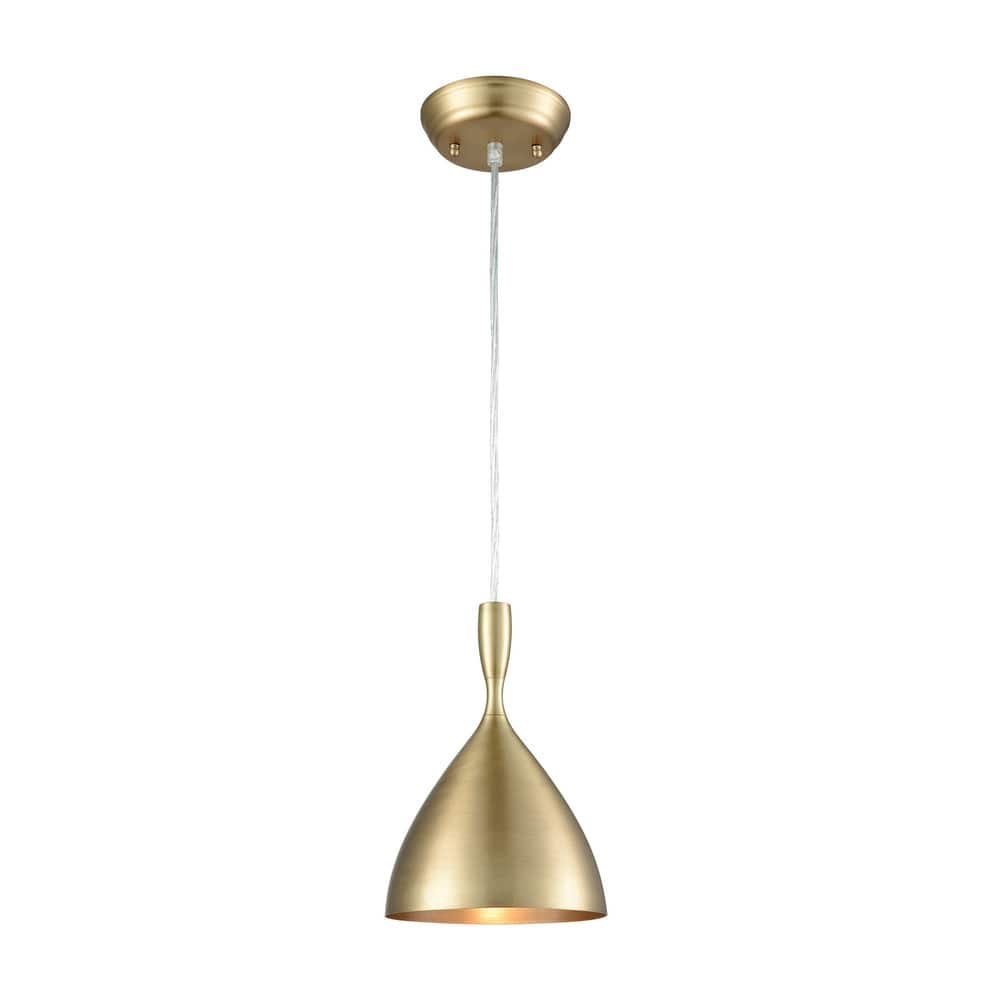 Elk Home Spun Aluminum French Brass With Metal Shade 1 Light Pendant