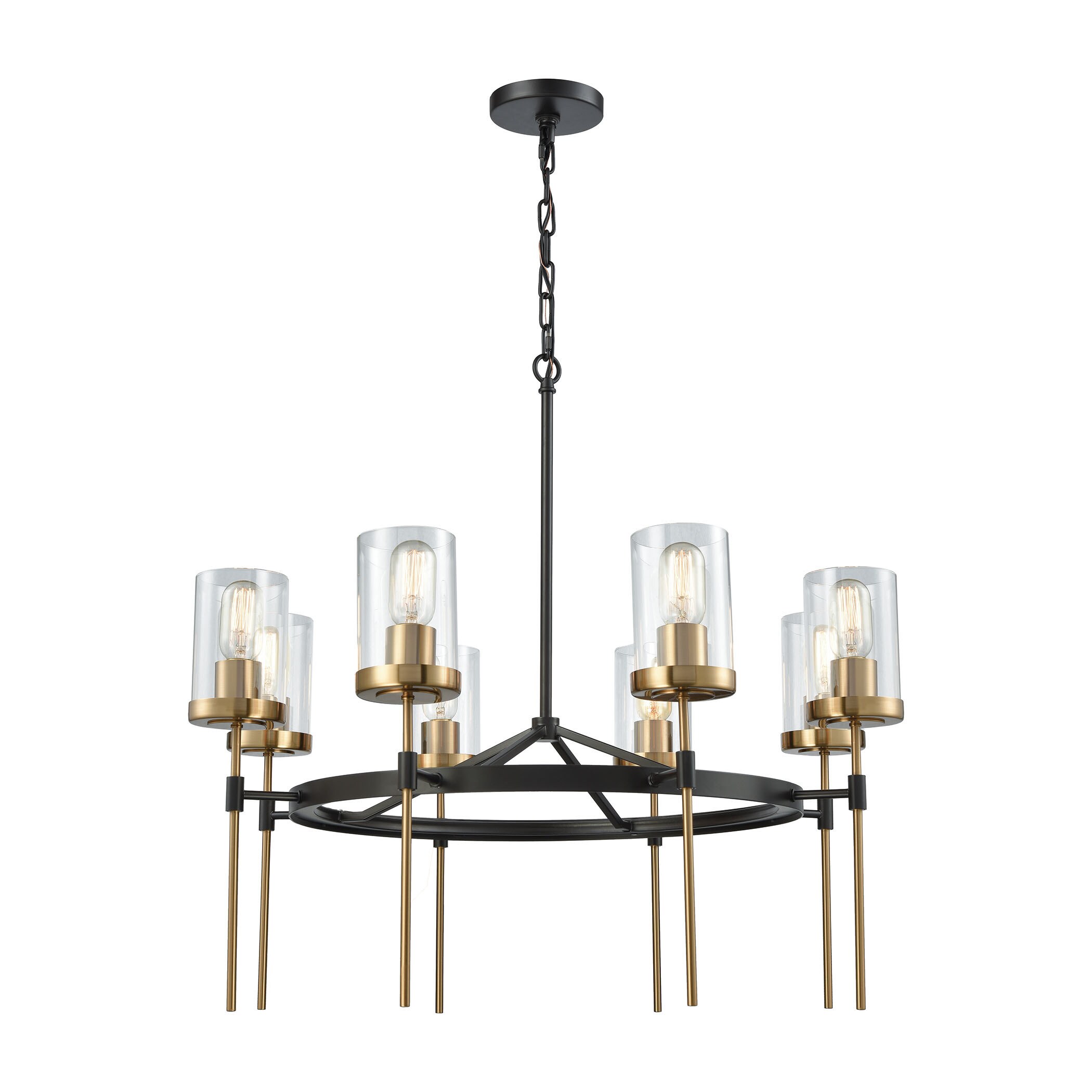North Haven Oil-rubbed Bronze Satin Brass Accents Clear Glass Metal 8-light Chandelier (Chandelier) - Chandeliers For Bedrooms by Overstock.com