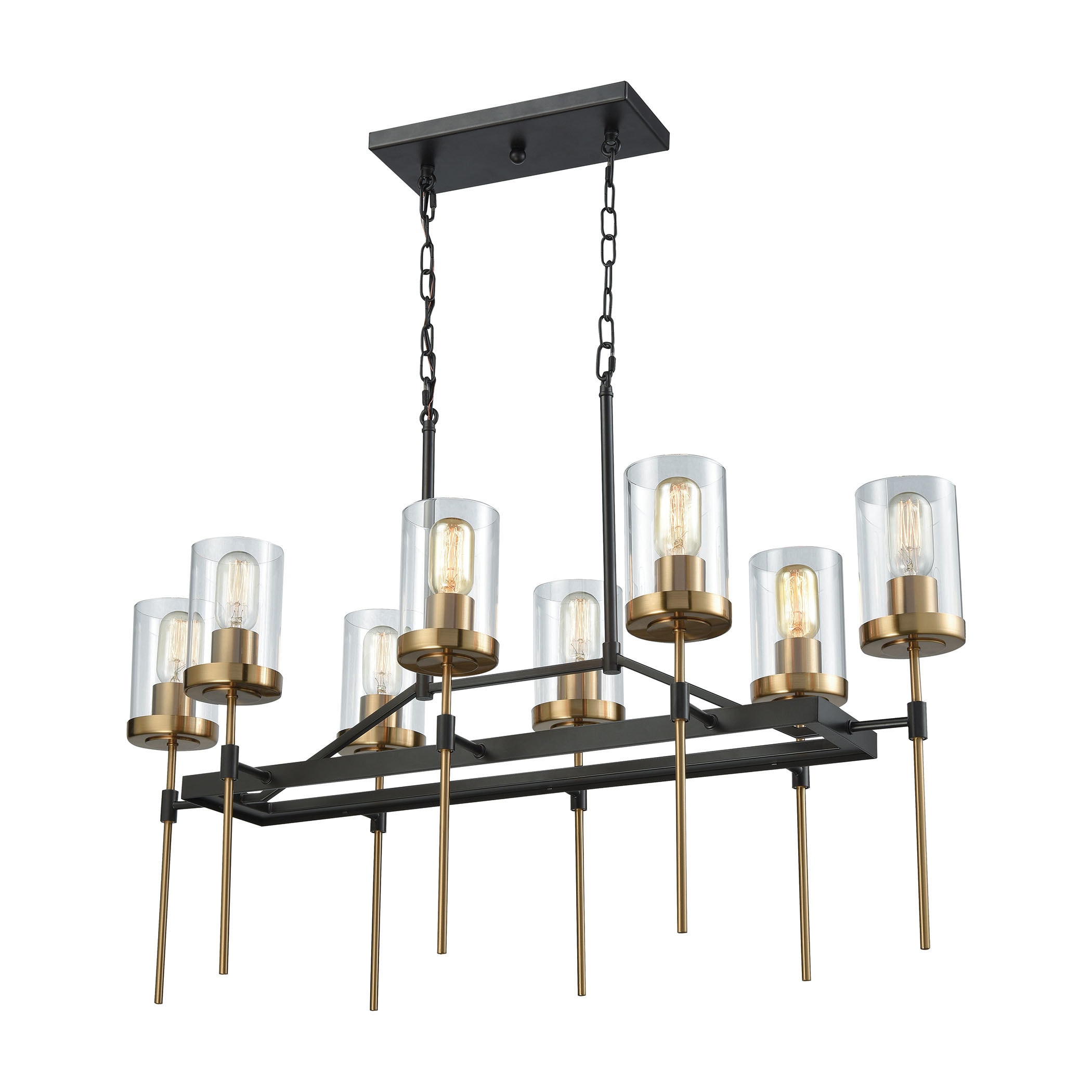 North Haven Oil Rubbed Bronze Satin Brass Accents Clear Glass 8-light Chandelier (Chandelier) - Chandeliers For Bedrooms by Overstock.com
