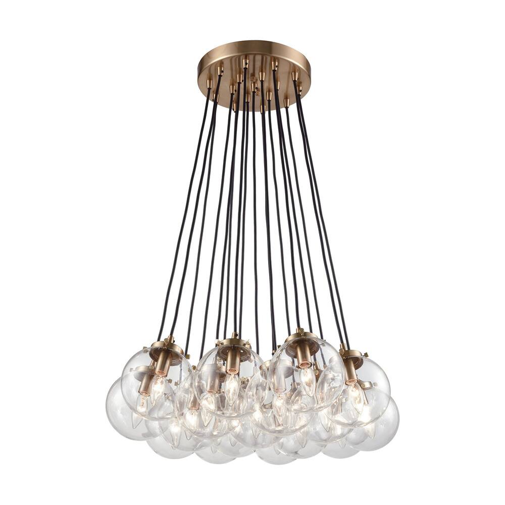 Boudreaux Satin Brass/ Clear Glass/ Metal 17-light Chandelier