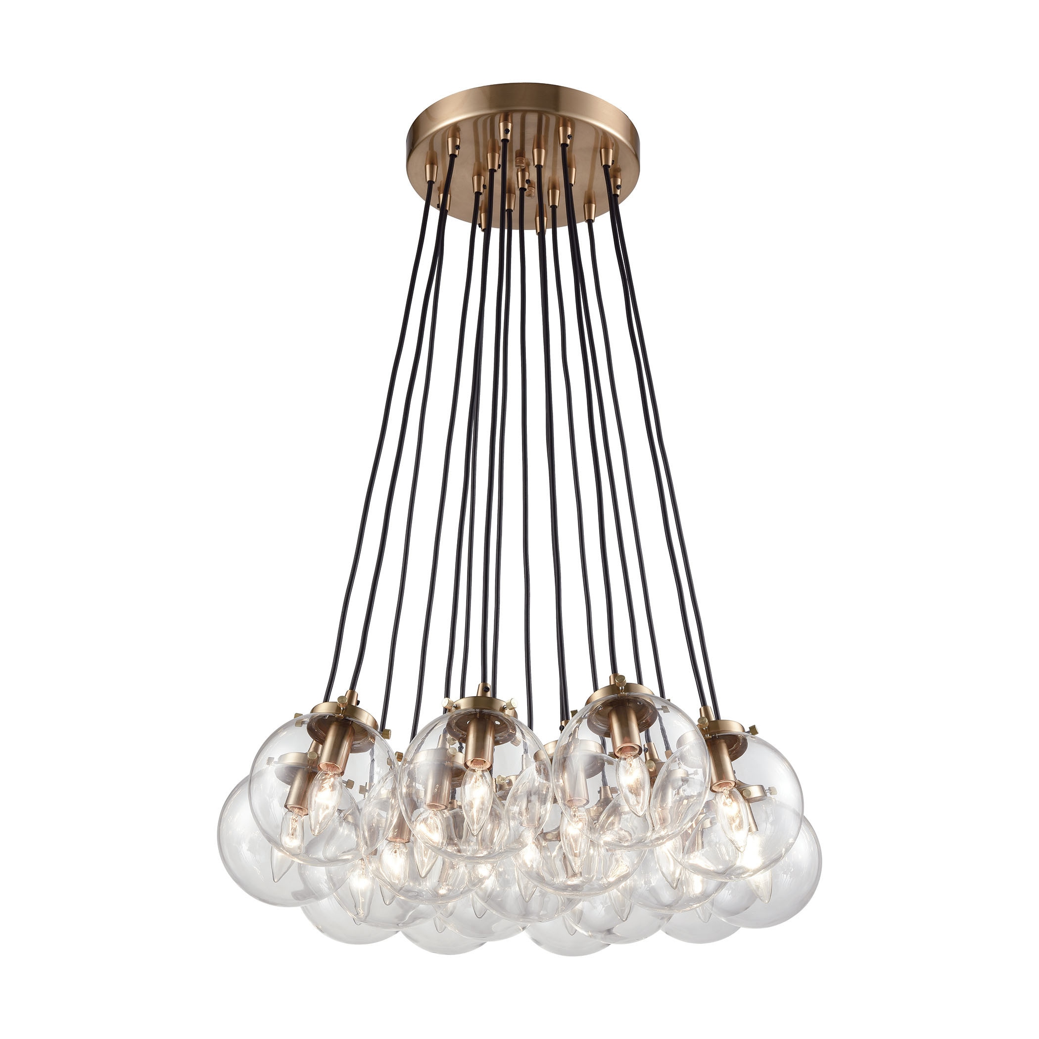 Boudreaux Satin Brass/ Clear Glass/ Metal 17-light Chandelier (Chandelier) - Chandeliers For Bedrooms by Overstock.com