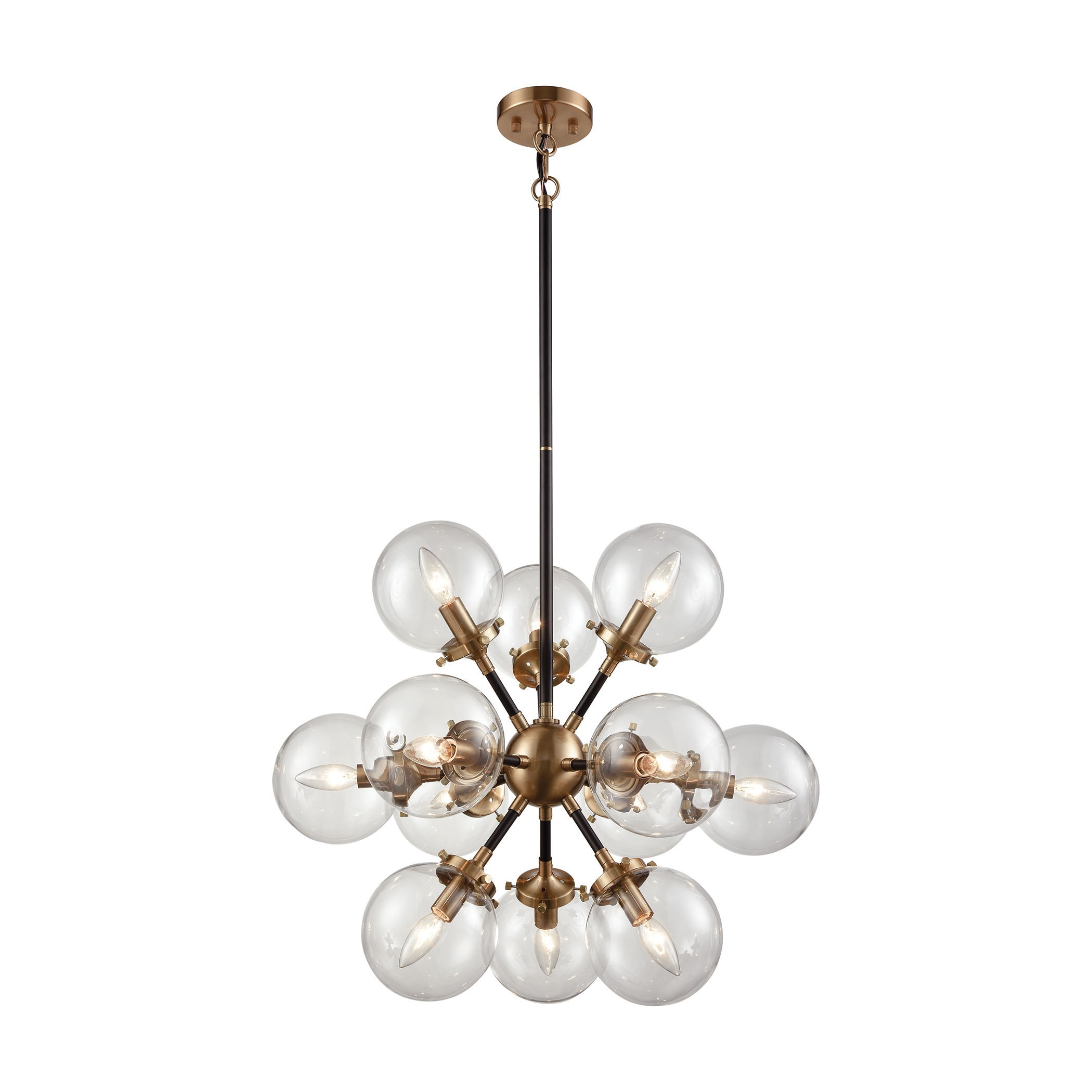 Boudreaux Matte Black and Antique Gold Glass and Metal 12-light Chandelier (Chandelier) - Chandeliers For Bedrooms by Overstock.com