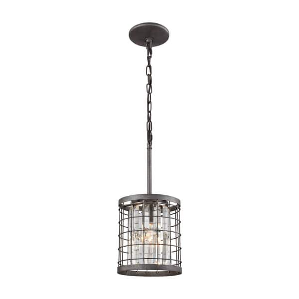 slide 2 of 2, Nadina Silverdust Iron/Clear Crystal 1-light Pendant