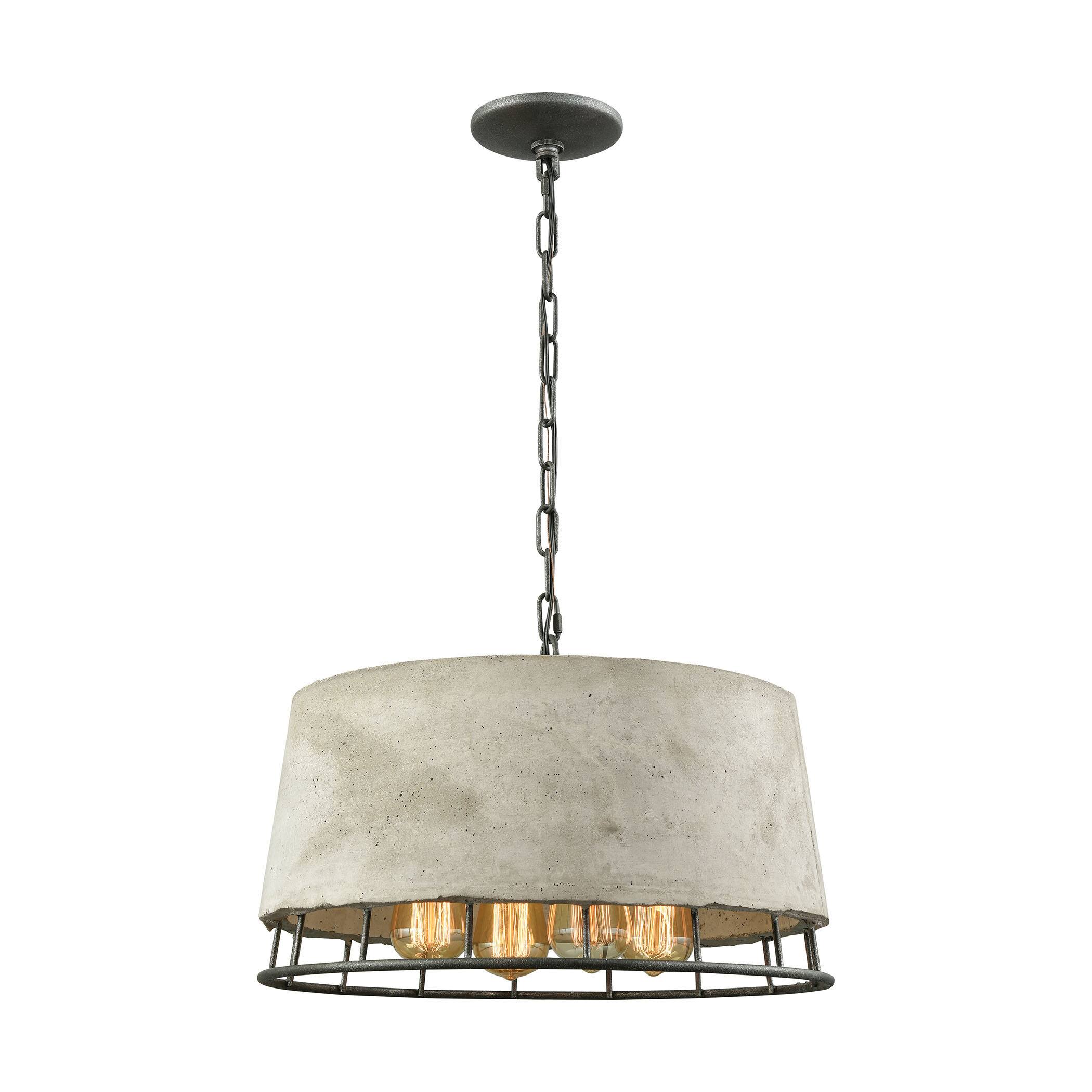 Brocca Silverdust Iron with Concrete Shade 4-light Chandelier (Chandelier) - Chandeliers For Bedrooms by Overstock.com