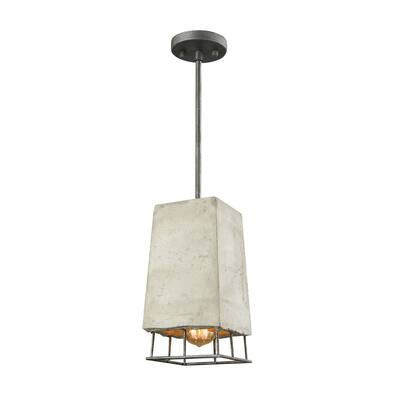 Brocca Silverdust Iron Metal Single-light Pendant with Concrete Shade