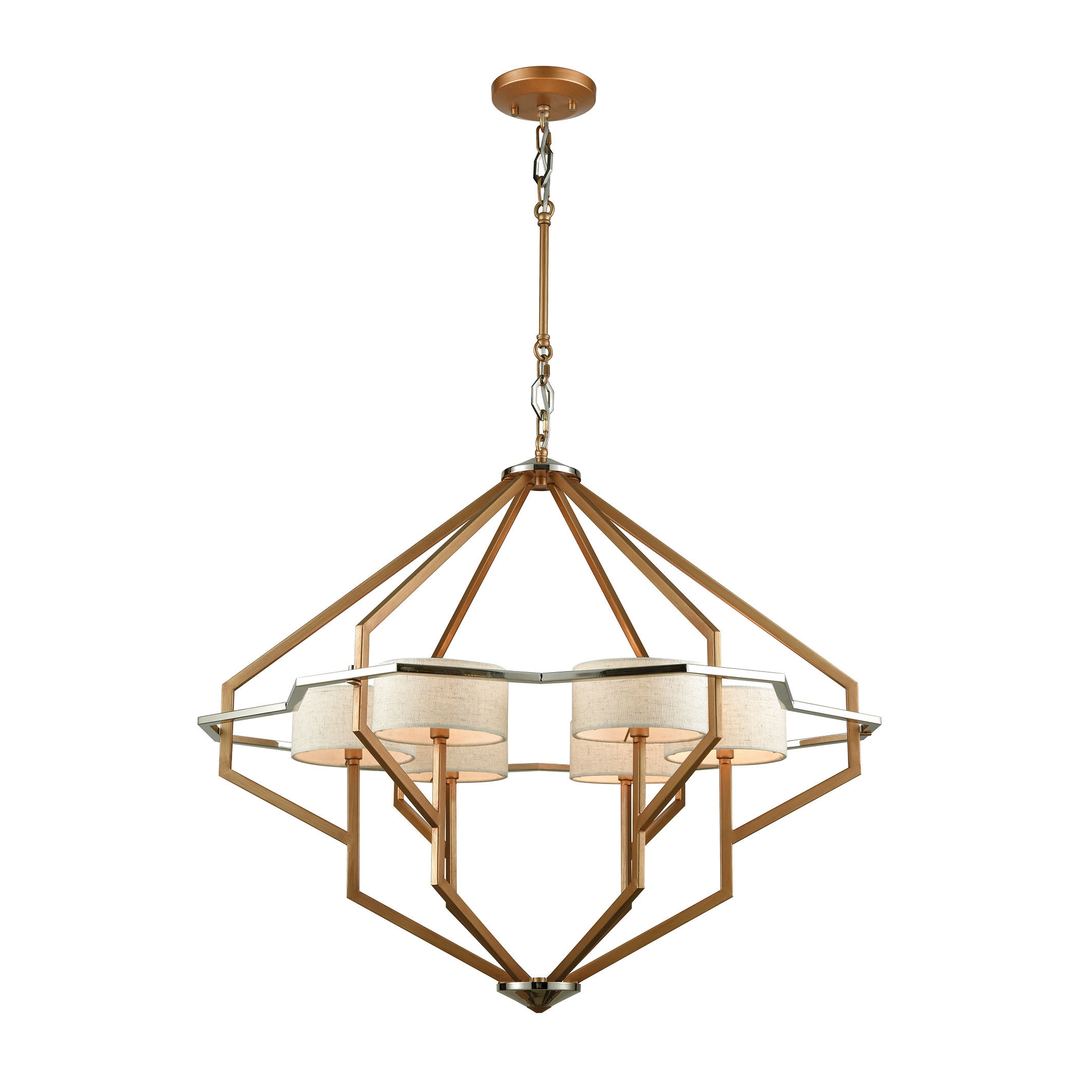 Warrenton Gold-tone/Beige Metal/Linen 6-light Chandelier (Chandelier) - Chandeliers For Bedrooms by Overstock.com