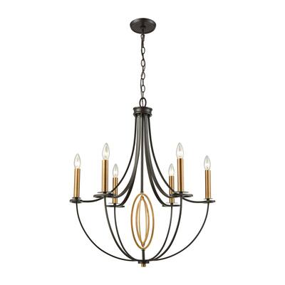 Dione Oil-rubbed Bronze/Antique Brass Metal 6-light Chandelier