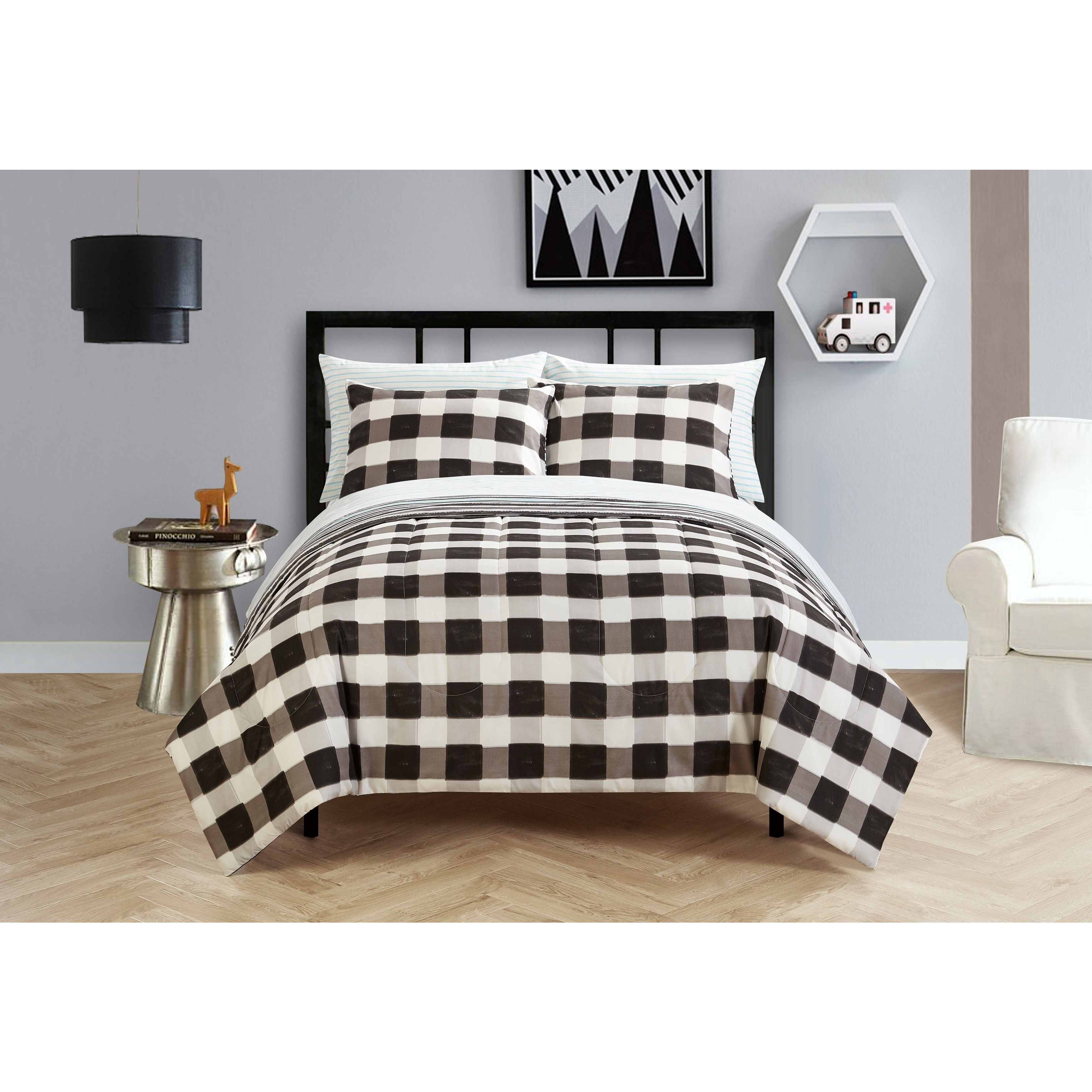 Shop Black And White Checkered Bed In A Bag Overstock 16849534