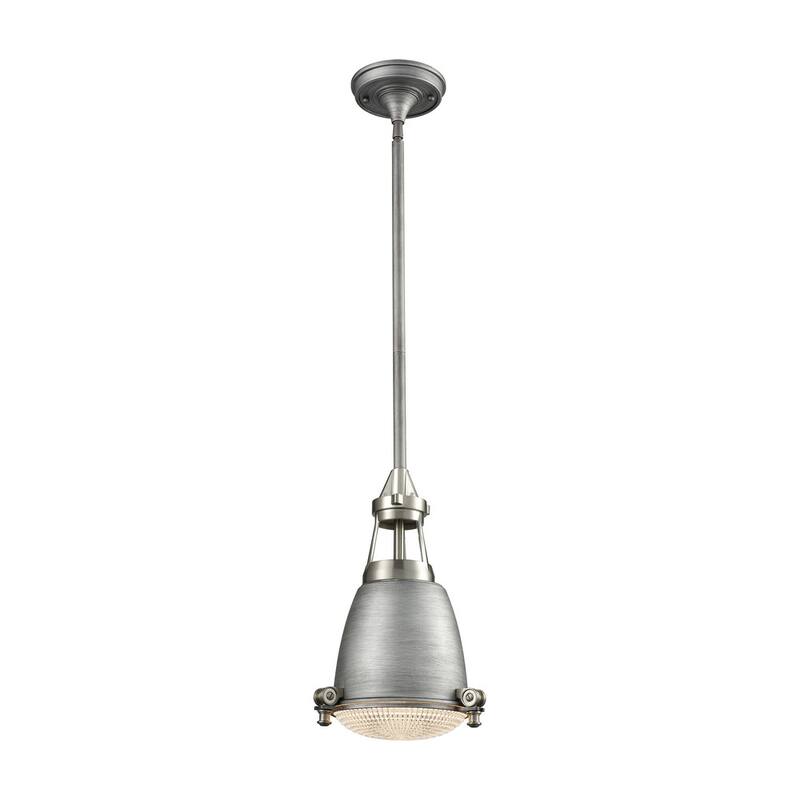 Elk Home Sylvester Satin Nickel Glass 1 Light Pendant - Satin Nickel