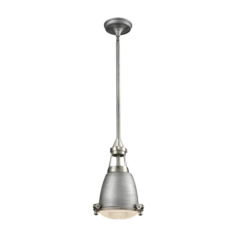 Elk Home Sylvester Satin Nickel Glass 1 Light Pendant - Satin Nickel