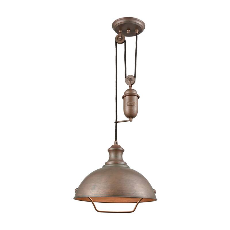 Elk Home Farmhouse Tarnished Brass With Metal Shade 1 Light Pendant - Tarnished Brass