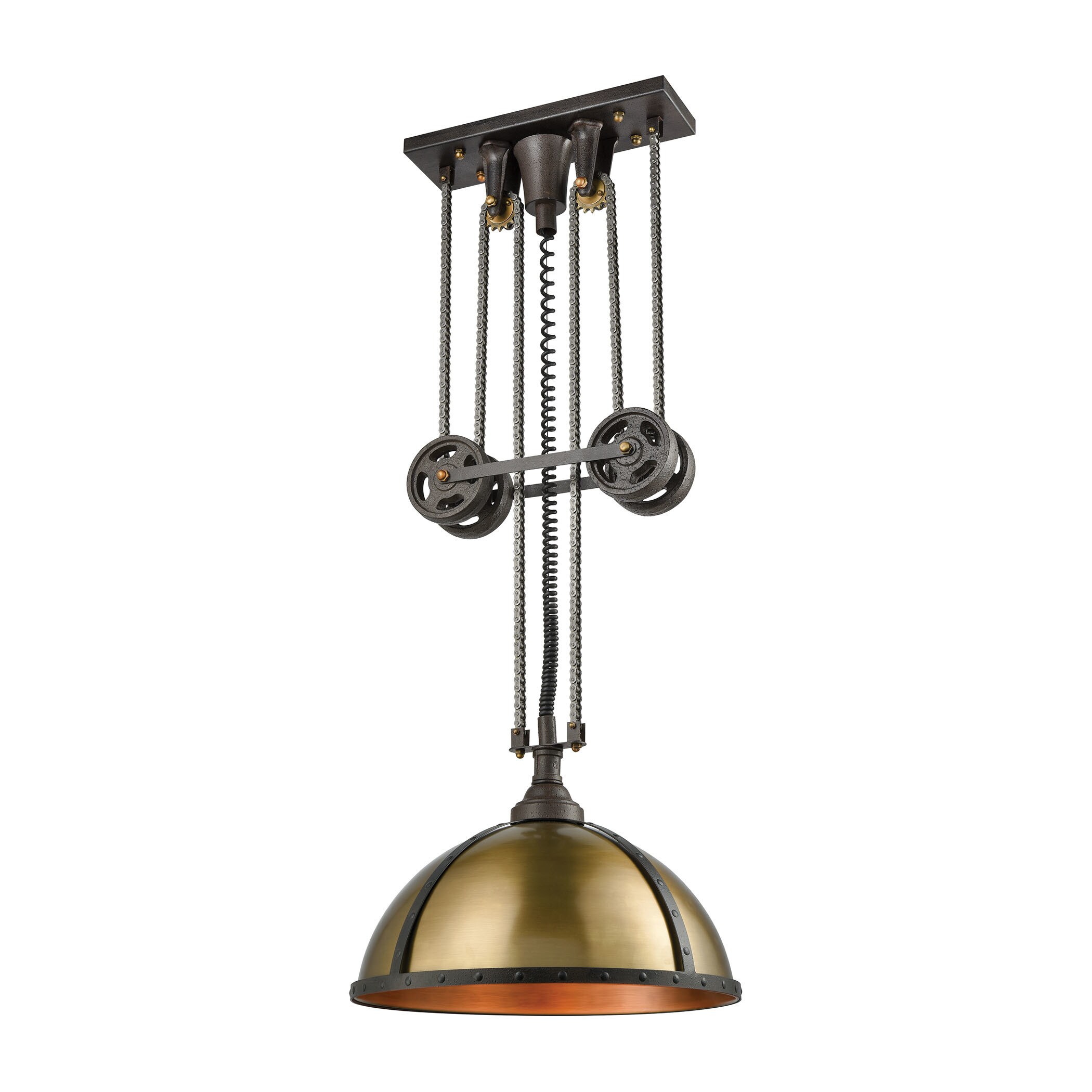 Torque Iron Wheel Rust-colored Metal 3-light Vintage Pulldown Chandelier (Chandelier) - Chandeliers For Bedrooms by Overstock.com