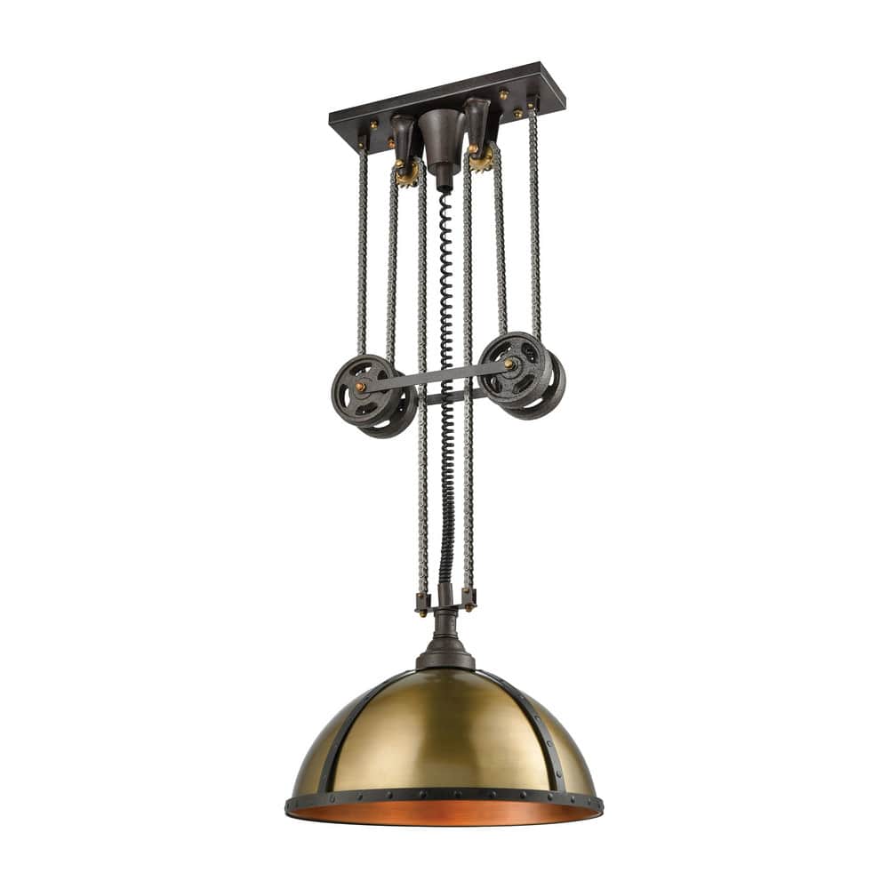 Elk Home Torque Vintage Rust With Metal Shade 3 Light Pendant