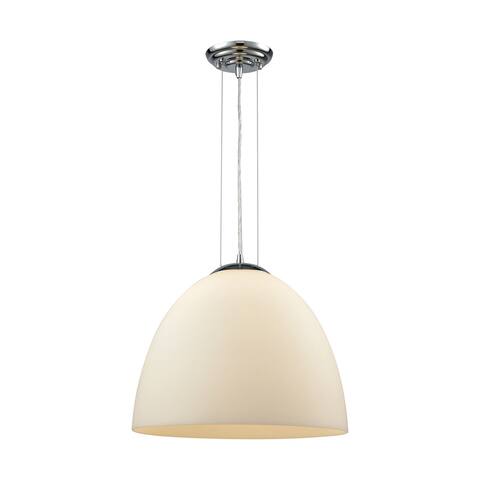 Merida Polished Chrome White Linen Metal/Glass 1-light Pendant