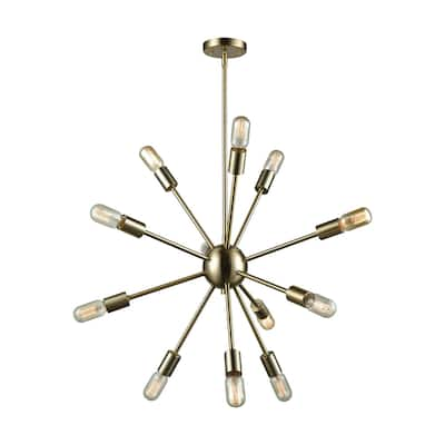 Elk Home Delphine Satin Brass Metal 12 Light Chandelier