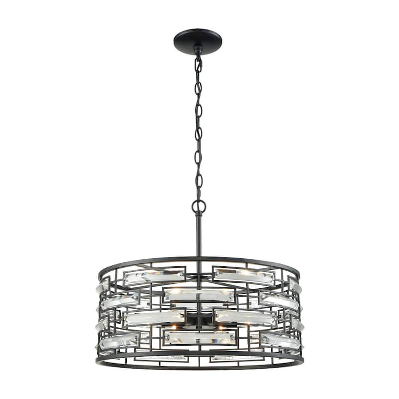 Elk Home Lineo Black With Metal Shade 6 Light Chandelier - N/A