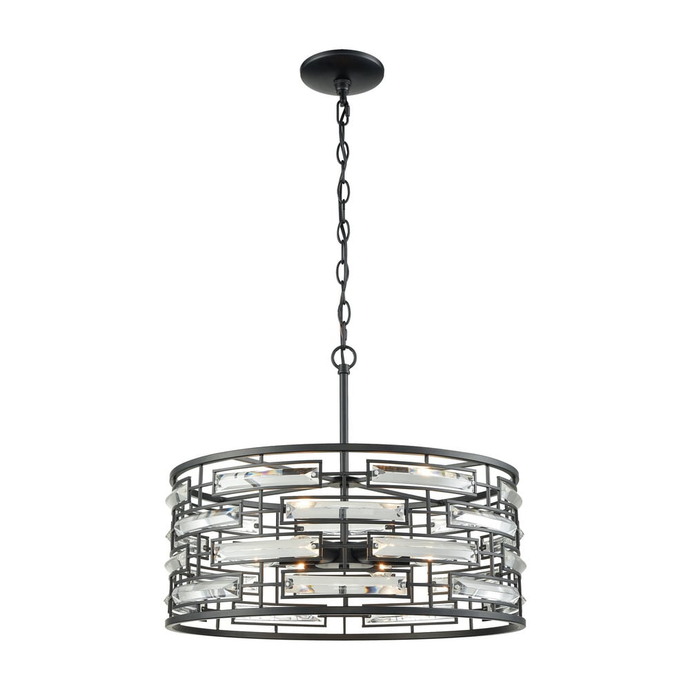 Elk Home Lineo Black With Metal Shade 6 Light Chandelier
