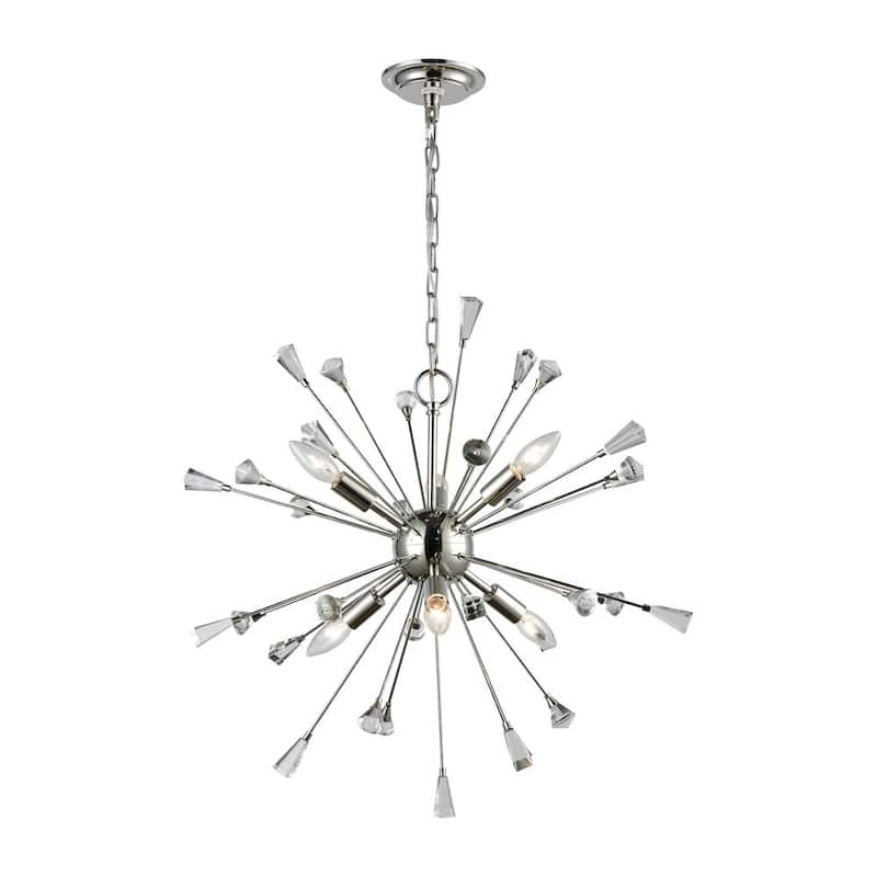 Elk Home Sprigny Polished Nickel Crystal 6 Light Chandelier - Polished Nickel